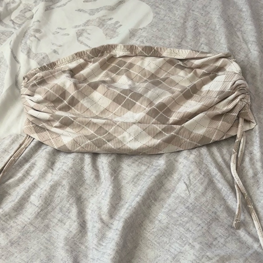 Beige Argyle Tube Top